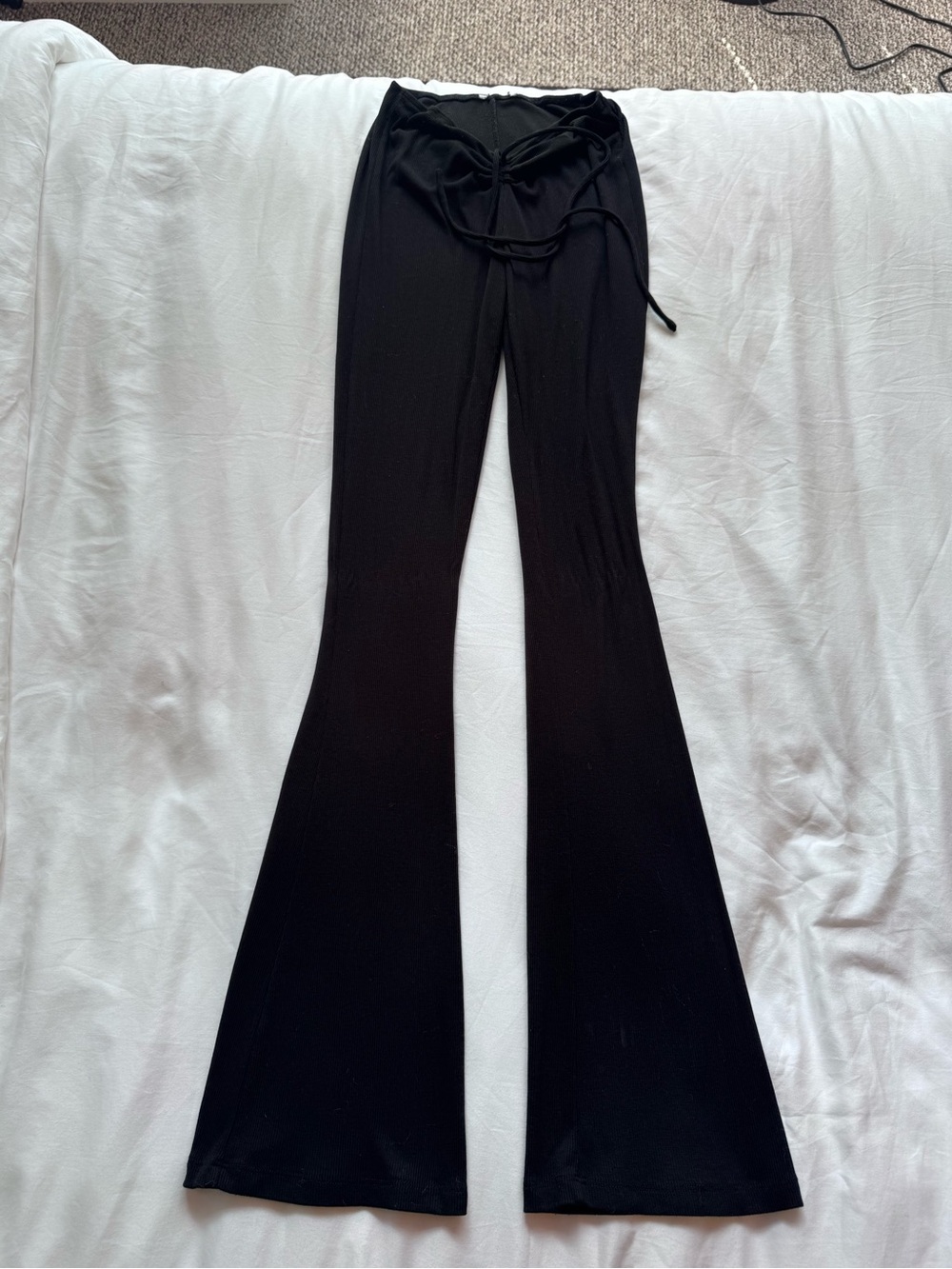 Princess Polly Black Flare Drawstring Pants
